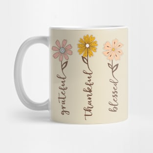 Grateful,thankful,blessed floral Mug